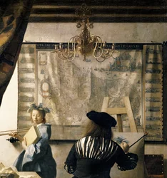 The Artists Studio, c.1665-66 óleo sobre tela detalhe de 408